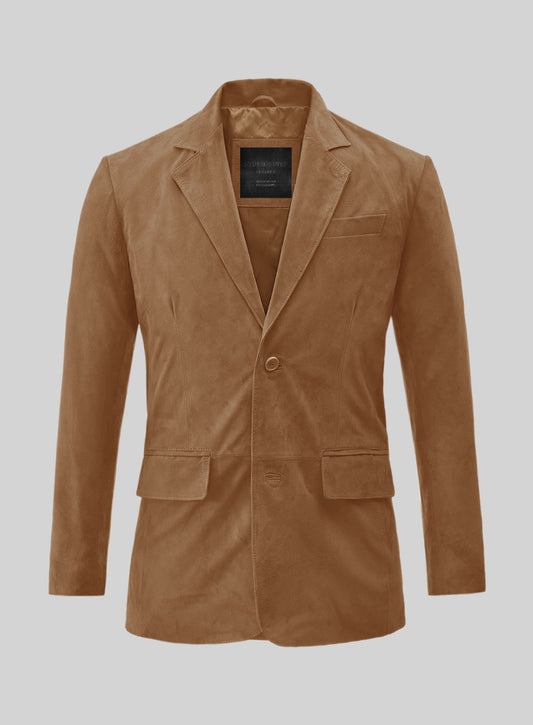 Saddle Brown Suede Leather Blazer - LeatherCult