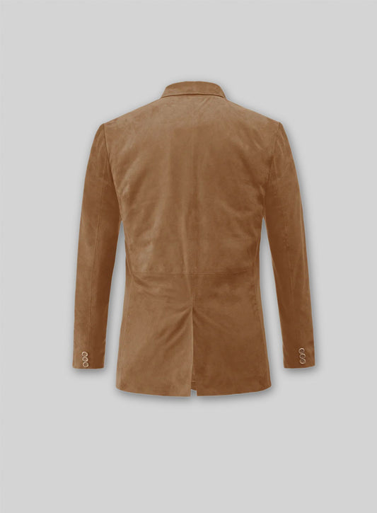 Saddle Brown Suede Leather Blazer