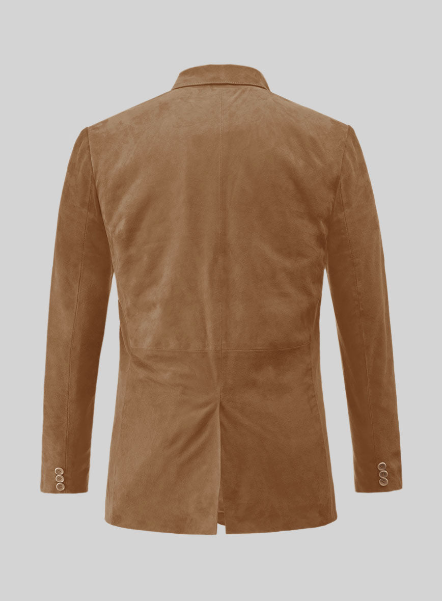 Saddle Brown Suede Leather Blazer - LeatherCult