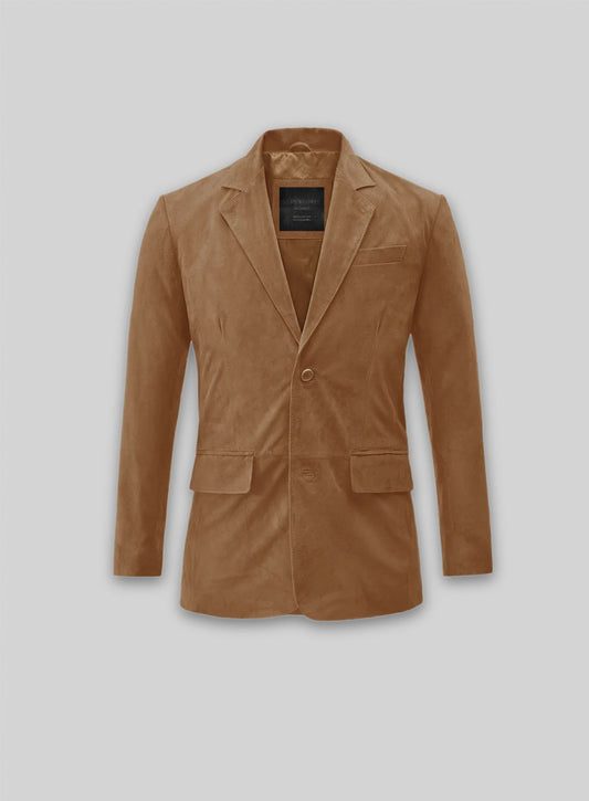 Saddle Brown Suede Leather Blazer