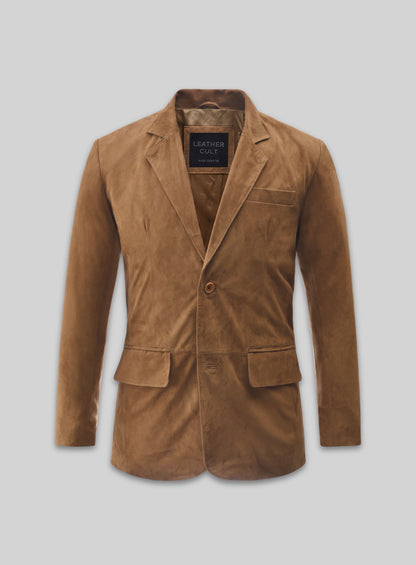 Saddle Brown Suede Leather Blazer