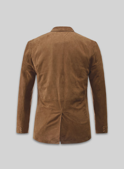 Saddle Brown Suede Leather Blazer