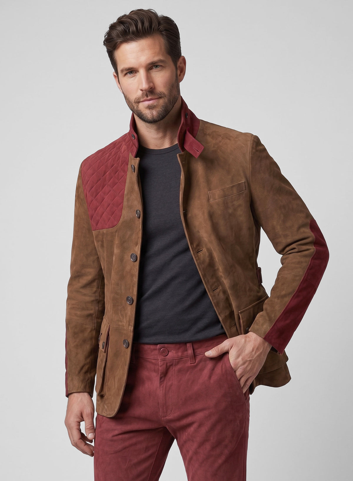 Safari Hickory Suede Leather Suit