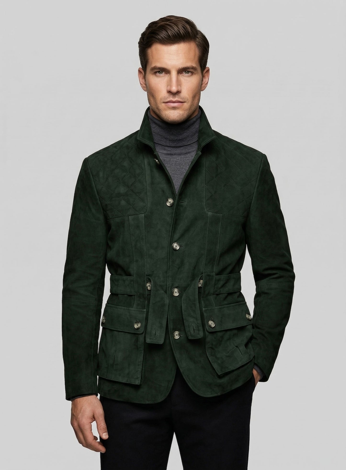 Safari Forest Suede Leather Blazer