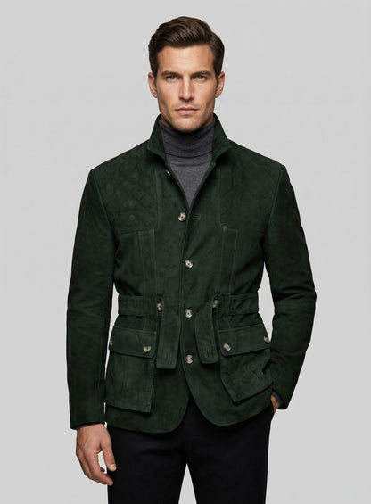 Safari Forest Suede Leather Blazer