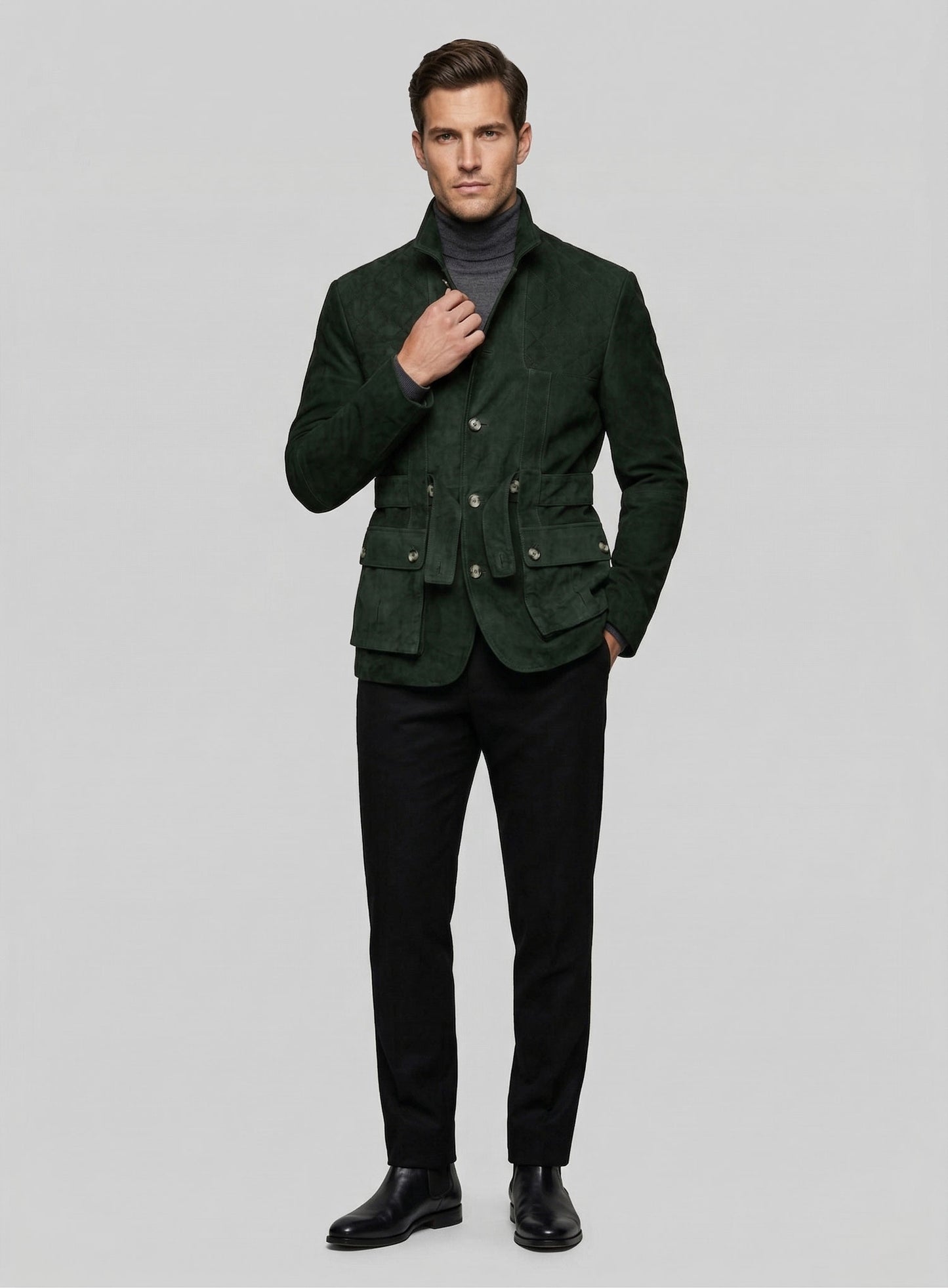 Safari Forest Suede Leather Blazer