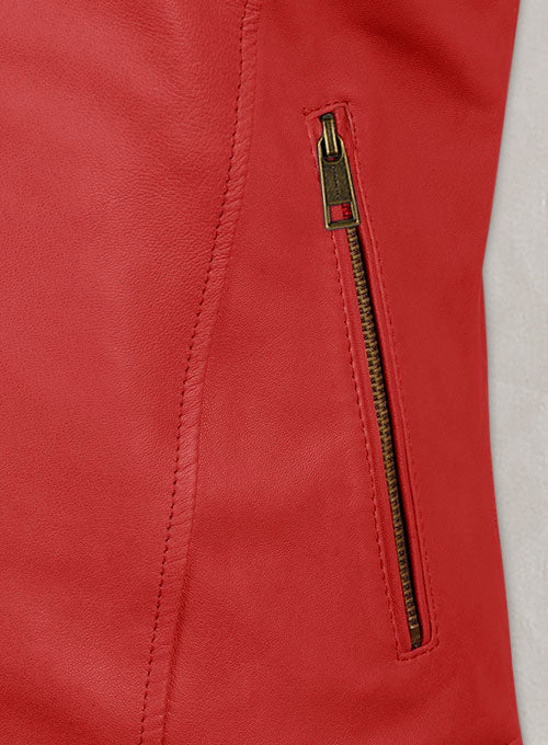 Soft Tango Red Ellie Leather Jacket - LeatherCult