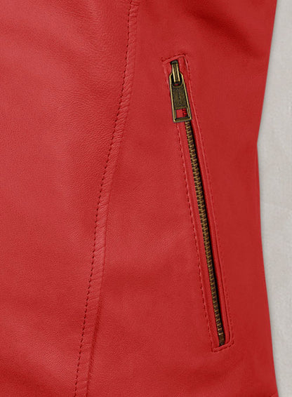Soft Tango Red Ellie Leather Jacket - LeatherCult