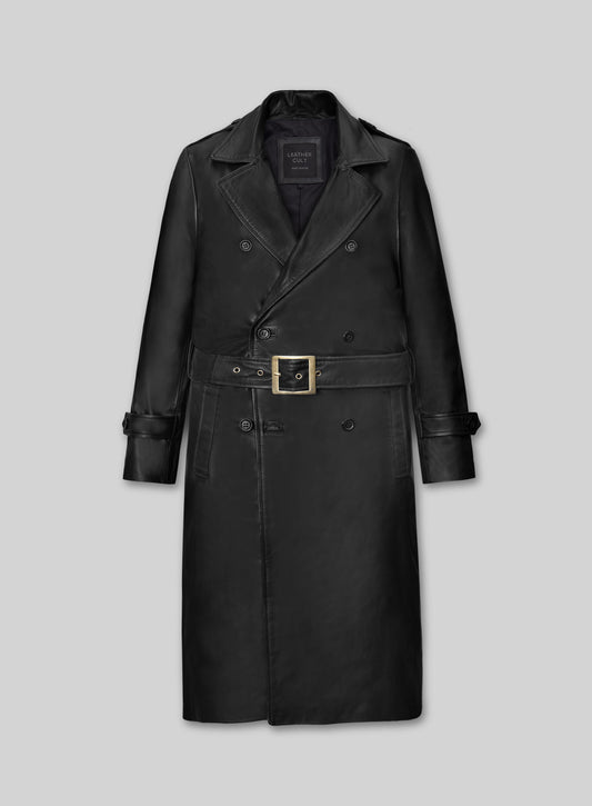 Samuel L. Jackson Shaft Leather Long Coat