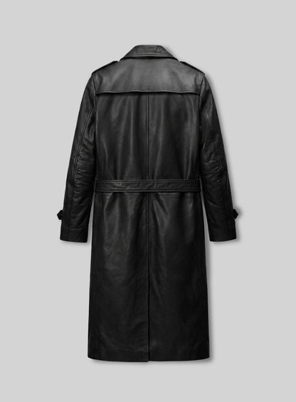 Samuel L. Jackson Shaft Leather Long Coat