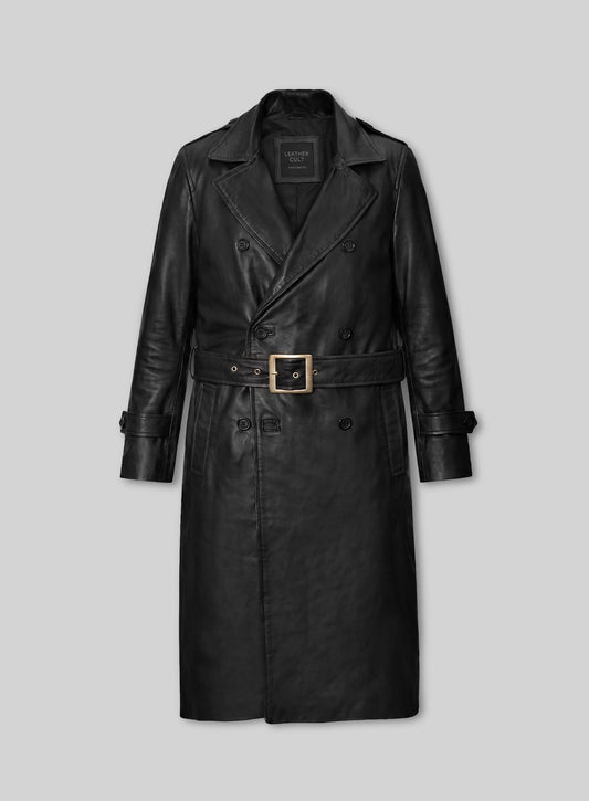 Samuel L. Jackson Shaft Leather Long Coat