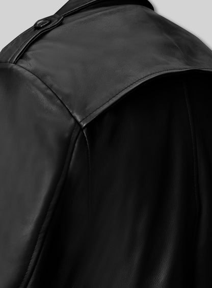 Samuel L. Jackson Shaft Leather Long Coat