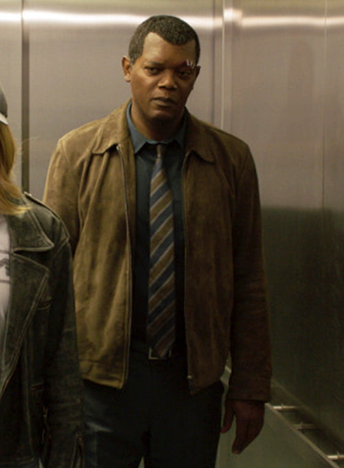 Samuel L. Jackson Captain Marvel Leather Jacket - LeatherCult