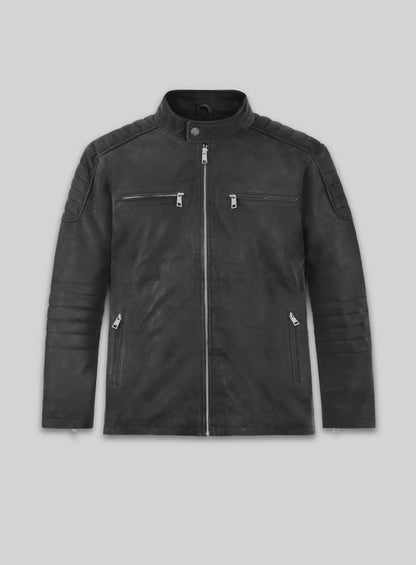 Distressed Black Scott Adkins Accident Man Leather Jacket