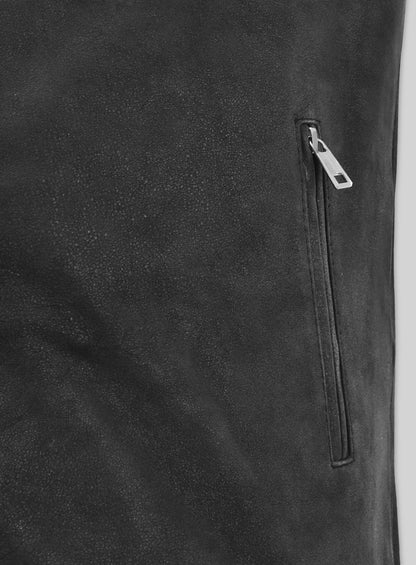 Distressed Black Scott Adkins Accident Man Leather Jacket