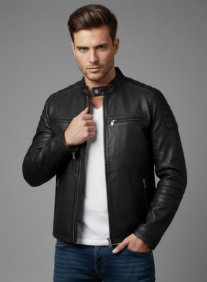 Distressed Black Scott Adkins Accident Man Leather Jacket