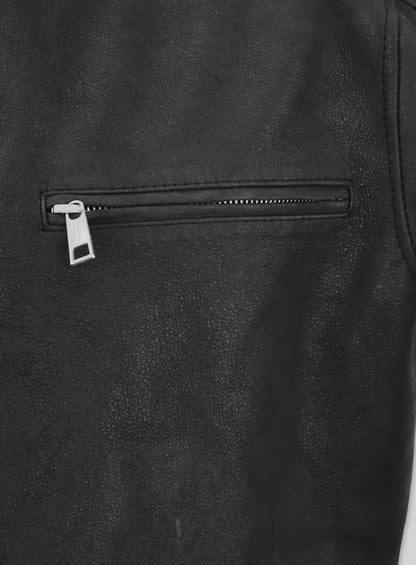 Distressed Black Scott Adkins Accident Man Leather Jacket