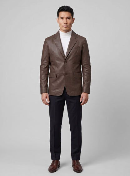Scottish Brown Lambskin Leather Blazer