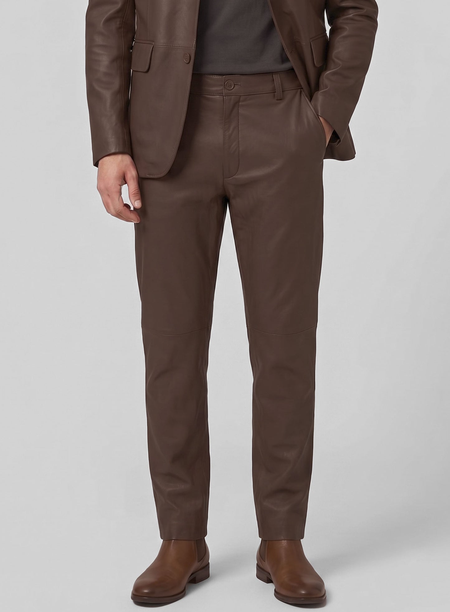 Scottish Brown Lambskin Leather Suit