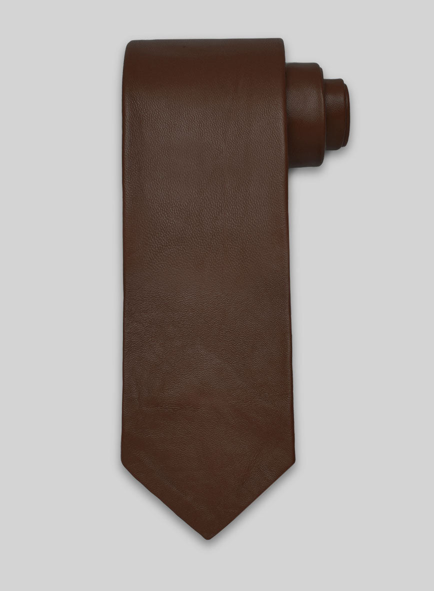 Scottish Brown Lambskin Leather Tie