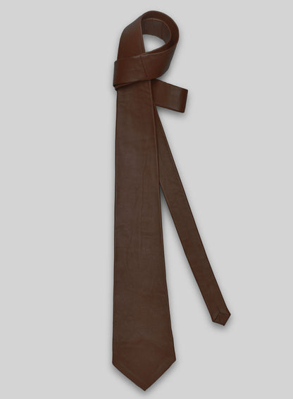 Scottish Brown Lambskin Leather Tie
