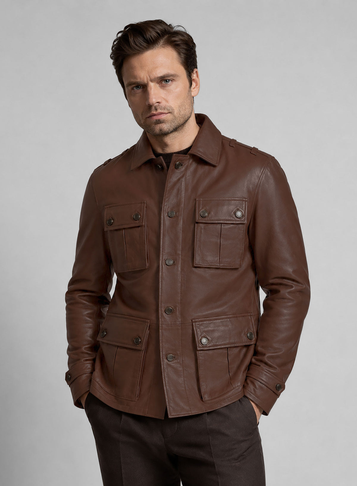 Sebastian Stan A Different Man Leather Jacket