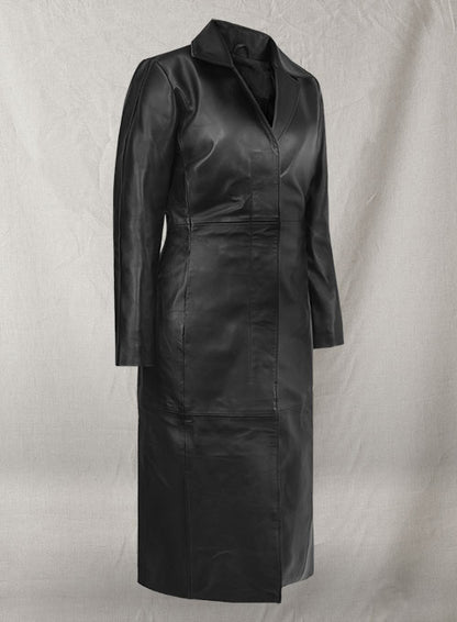 Selena Gomez Leather Long Coat - LeatherCult