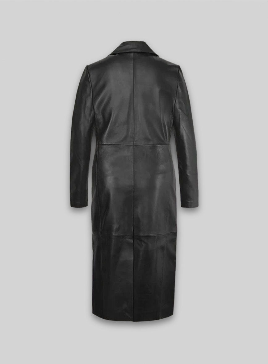 Selena Gomez Leather Long Coat