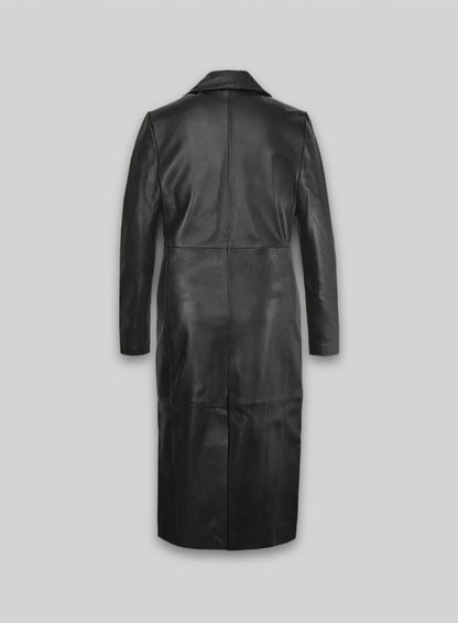 Selena Gomez Leather Long Coat