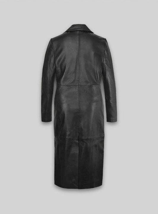 Selena Gomez Leather Long Coat