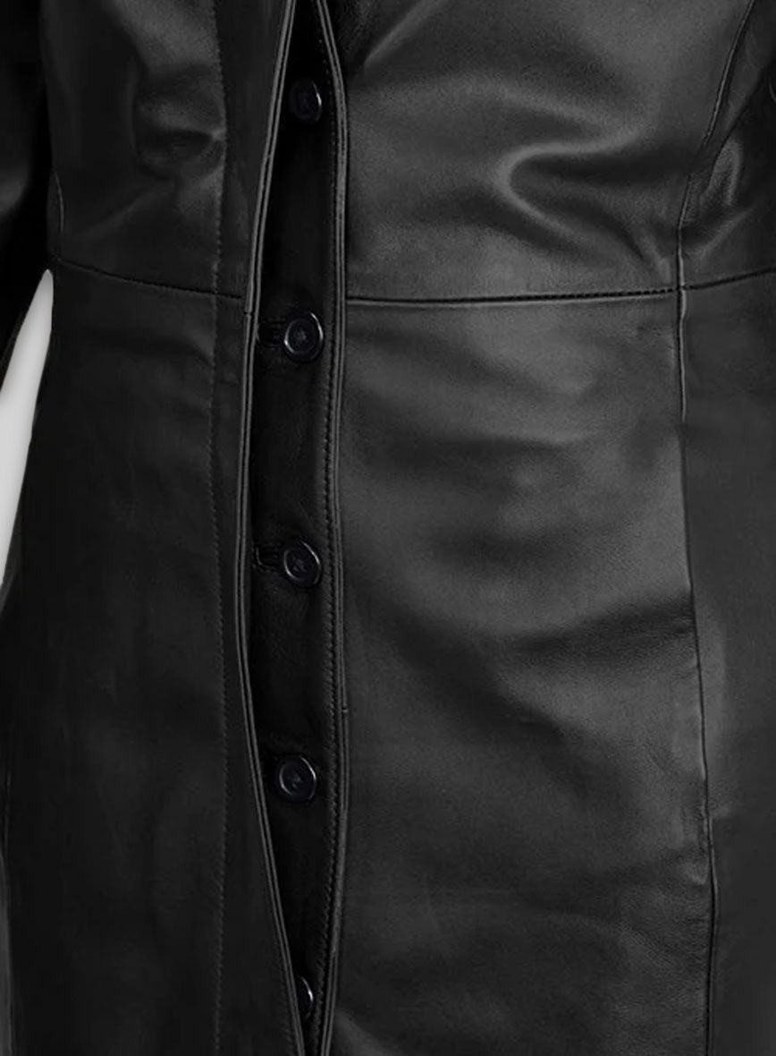 Selena Gomez Leather Long Coat