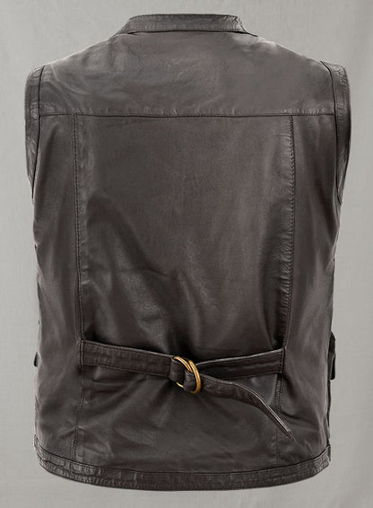 Soft Louis Brown Washed & Wax Chris Pratt Jurassic World Vest - LeatherCult
