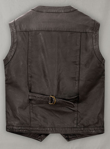 Soft Louis Brown Washed & Wax Chris Pratt Jurassic World Vest - LeatherCult