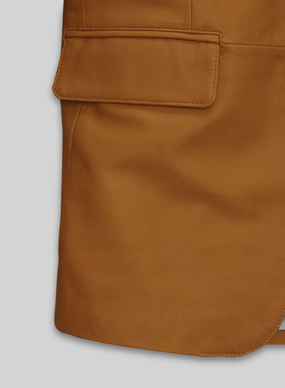 Soft Caramel Brown Leather Blazer