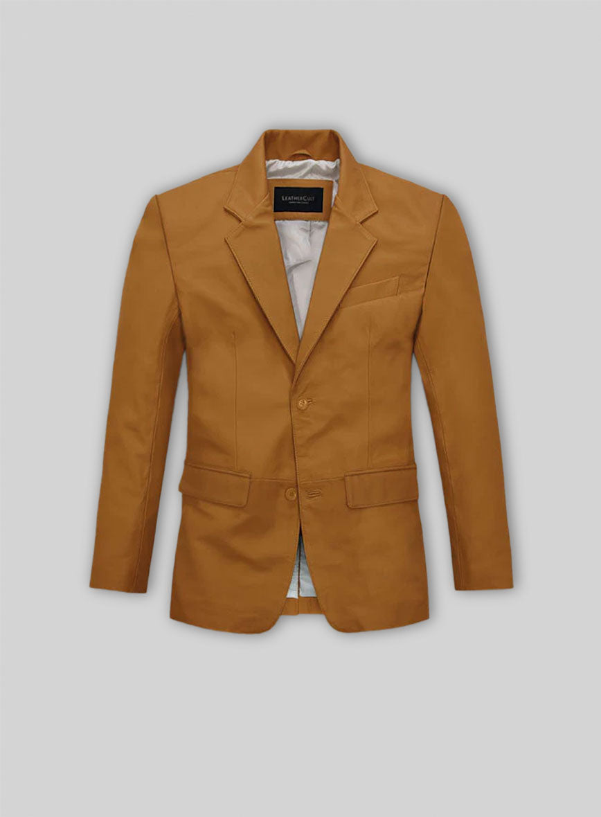 Soft Caramel Brown Leather Blazer