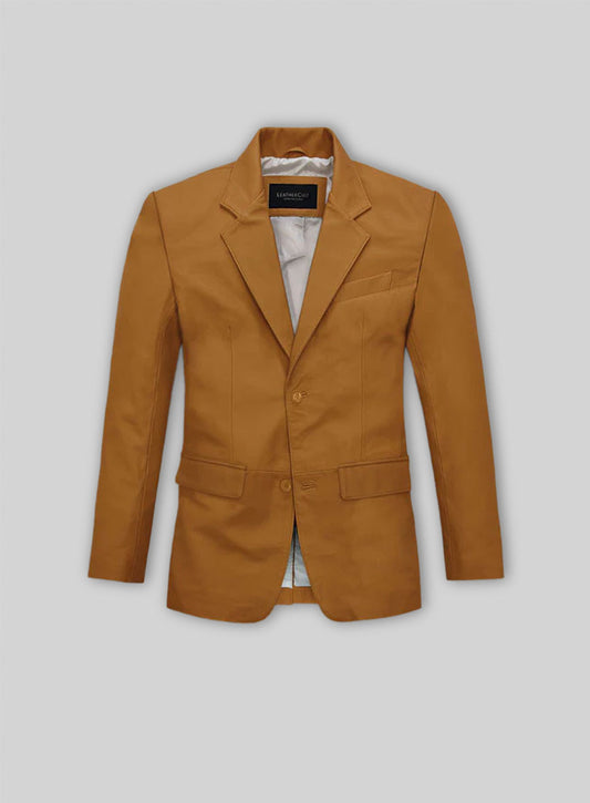 Soft Caramel Brown Leather Blazer