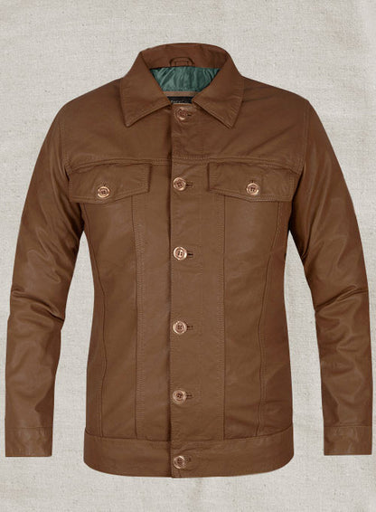 Soft King Brown Washed Mark Wahlberg Leather Jacket - L Regular - LeatherCult