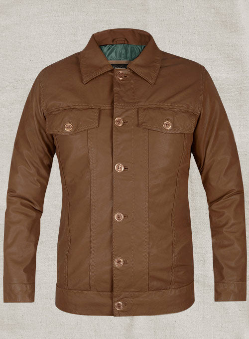 Soft King Brown Washed Mark Wahlberg Leather Jacket - L Regular - LeatherCult