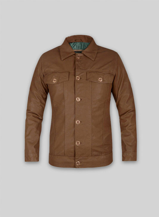 Soft King Brown Washed Mark Wahlberg Leather Jacket - L Regular