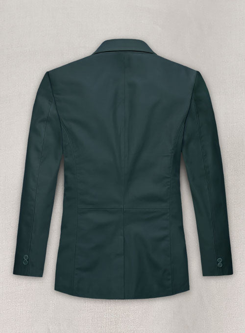 Soft Prussian Blue Leather Blazer - LeatherCult