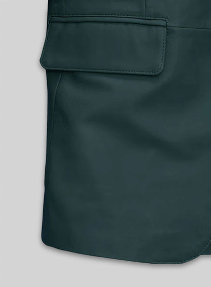 Soft Prussian Blue Leather Blazer