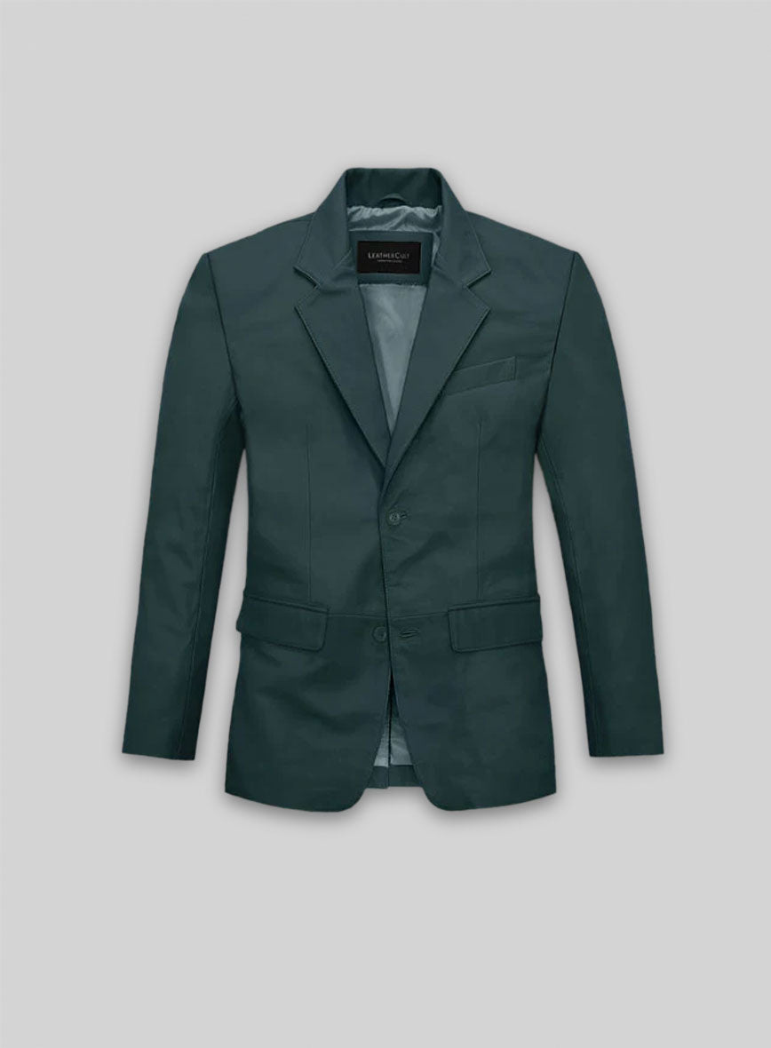 Soft Prussian Blue Leather Blazer