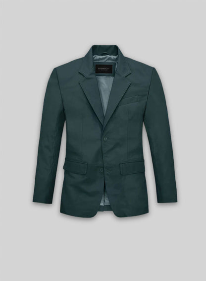 Soft Prussian Blue Leather Blazer