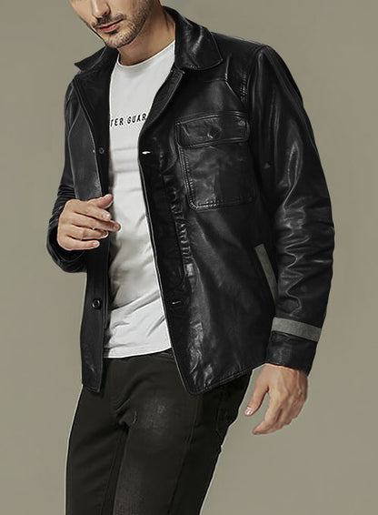 Soft Rich Black Washed & Wax Jackie Chan Leather Jacket - LeatherCult