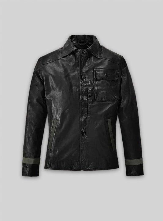 Soft Rich Black Washed & Wax Jackie Chan Leather Jacket