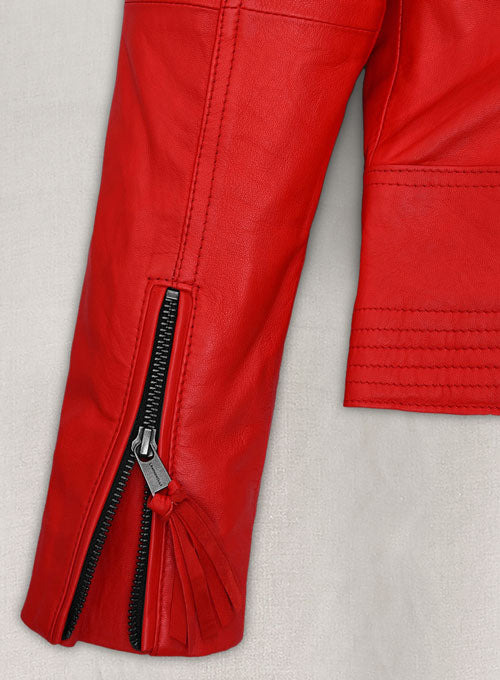 Soft Blood Red Washed and Wax Leather Jacket # 520 - LeatherCult
