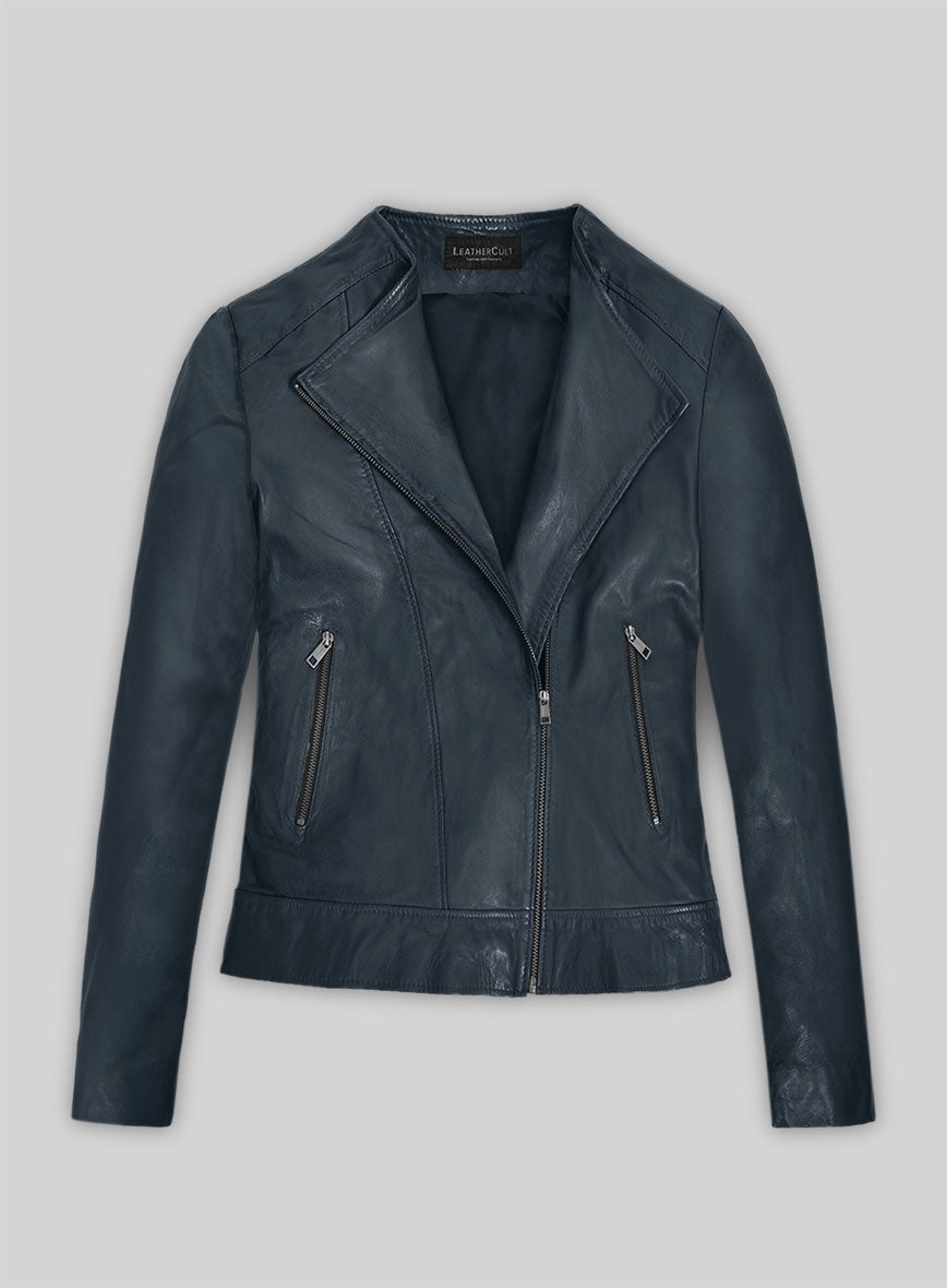Soft Winsor Blue Washed & Wax Leather Jacket # 237