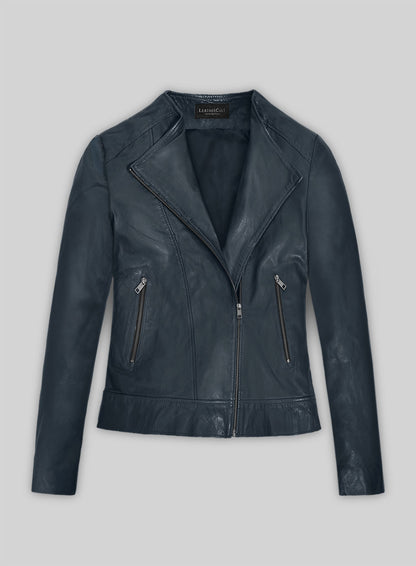 Soft Winsor Blue Washed & Wax Leather Jacket # 237