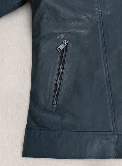 Soft Winsor Blue Washed & Wax Leather Jacket # 237 - LeatherCult