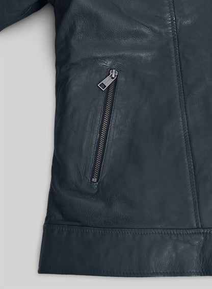 Soft Winsor Blue Washed & Wax Leather Jacket # 237